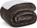 Bedsure GentleSoft Sherpa Fleece Throw Blanket for Couch, Non-Heated, Thick and Warm Throw for Women and Men, Soft Fuzzy Plush Blanket for Winter, Brown, 50x60 Inches