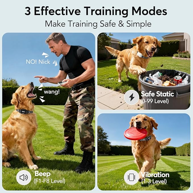 Delupet Dog Shock Collar 2 Dogs- 4500FT Dual-Direct Dog Training Collars with Remote for Small Medium Large Dog, IPX8 Waterproof Rechargeable E-Collar with Beep(1-8), Vibration(1-3), Shock(0-99), Grey