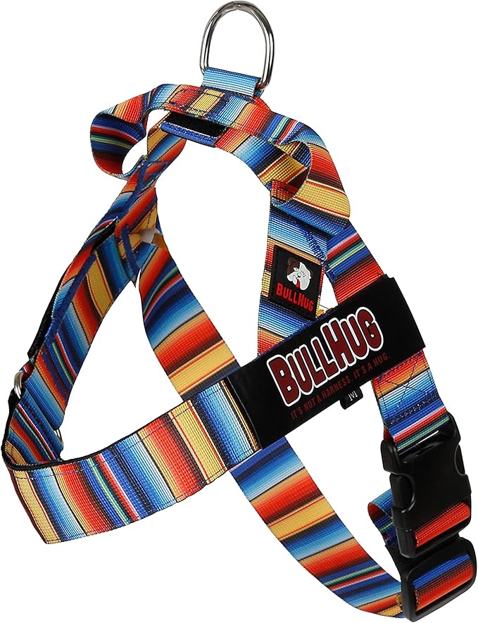 BULLHUG Adjustable Dog Harness– No Pull, No Choke – for English Bulldogs, French Bulldogs, Pugs & Broad-Chested Breeds – Easy, Safe Walks (Fiesta, Small)