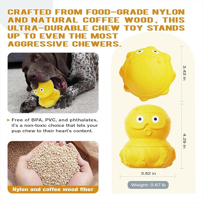 Interactive Dog Toys for Aggressive Chewers, Indestructible Dogs Toy to Keep Your Pup Busy, Treat Tumble Interactive Puzzle Ball Dog Toy for Small Medium Large Breed Dogs, Yellow