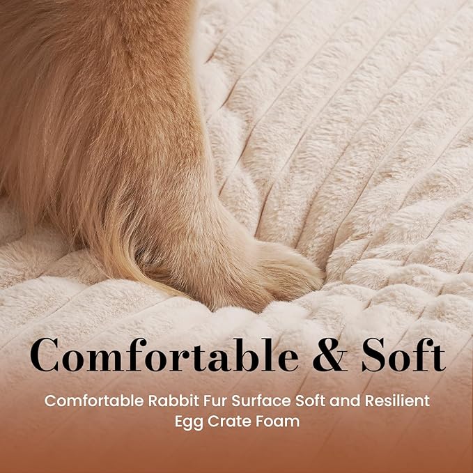 Extra Large Dog Bed for Crate, Orthopedic Dog Bed with Waterproof Lining, Soft Short Plush Surface & Egg Crate Foam, Machine Washable Pet Bed with Removable Cover & Anti Slip Bottom