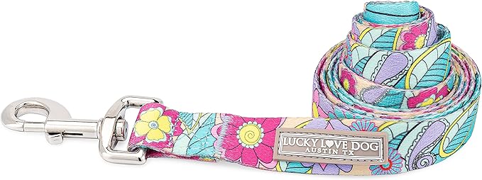 Lucky Love Dog Leash, Beautiful Flower Pattern Female Dog Leash for Large Dogs, Durable & Long Lasting (Caroline, Large)