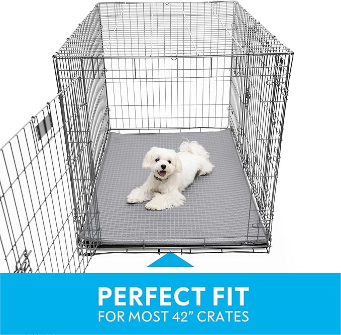 Paw Inspired Cooling Orthopedic Crate Pad for Dogs and Cats, Washable Memory Foam Dog Cooling Mat (41x28 Inch Large Size for 42 Inch Kennel, Gray)