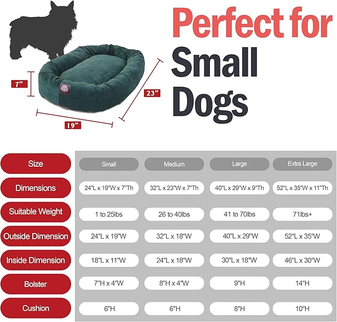 Majestic Pet 24 Inch Micro Velvet Calming Dog Bed Washable – Cozy Soft Round Dog Bed with Spine for Head Support - Fluffy Donut Puppy Mat 24x19x7 (inch) Small – Marine (2025)