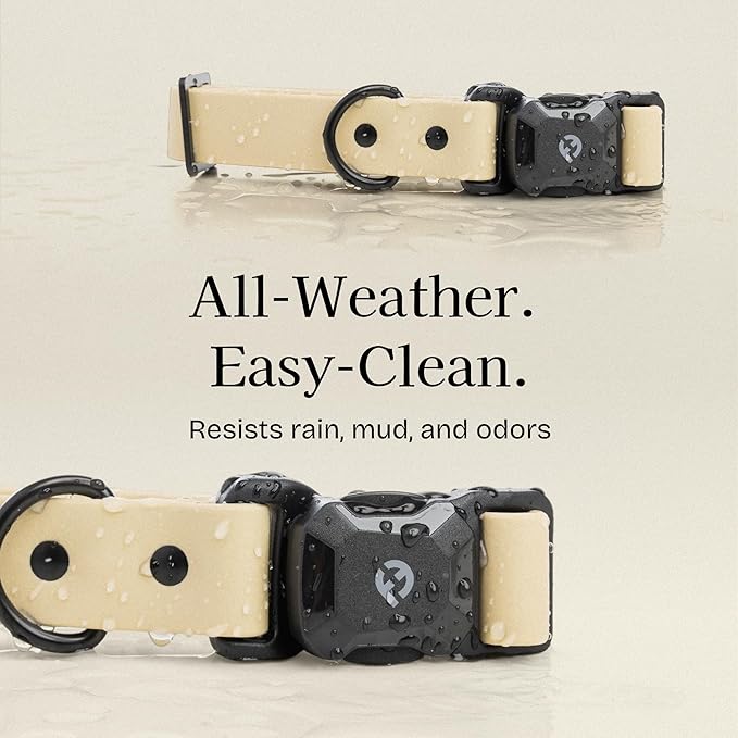 2026 New Edition, Fei & Eve PVC MagEase Dog Collar - Patented Magnetic Buckles | Fur-Safe | 450LB Escape-Proof | Adjustable Fit | Small (Champagne)