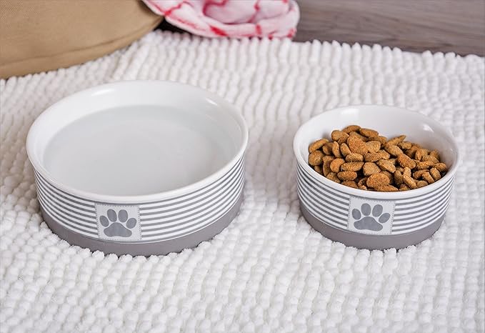 Bone Dry Paw & Patch Ceramic Pet Collection, Small Bowl, 4.25x2", Gray