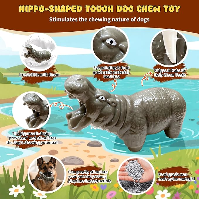 Indestructible Dog Toys for Aggressive Chewers, Tough Dog Toys for Medium and Large Dogs, Durable Nylon Chew Toy to Keep Them Busy, Chew Toy for Dogs Teeth Cleaning and Boredom