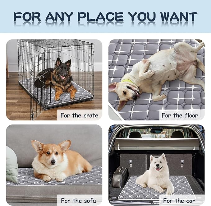 Bubble bear Dog Crate Mat - Ultra Soft, Washable & Anti-Slip Kennel Pad for Small/Medium/Large Dogs, Dark-Hued to Hide Stains (30"x19")