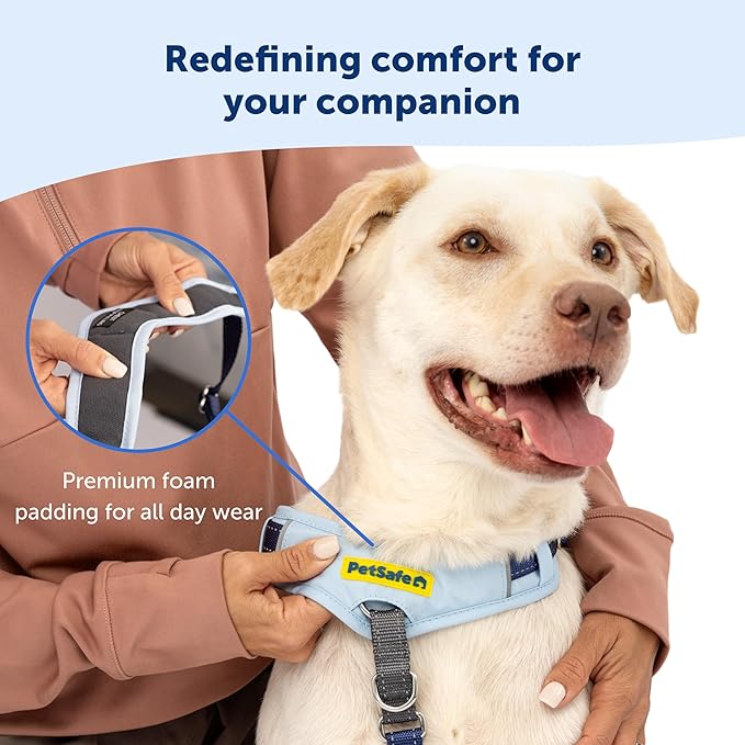 PetSafe Easy Walk Comfort No-Pull Dog Harness - Better Walk Training Harness - Full Body Padded Design - Durable Fabric - 5 Point Adjustable Fit - Everyday Leash Training - Blue - Small/Medium