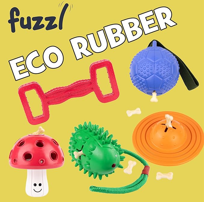 Eco Rubber Large Magic Shroom Puzzle Enrichment Toy - Green - Long Lasting Dog Treat Toys for Aggressive Chewers Strong Dog Toy for Dogs Durable Puppy Chew Toys