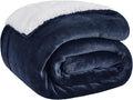 Bedsure GentleSoft Sherpa Fleece Throw Blanket for Couch, Non-Heated, Thick and Warm Throw for Women and Men, Soft Fuzzy Plush Blanket for Winter, Navy, 50x60 Inches