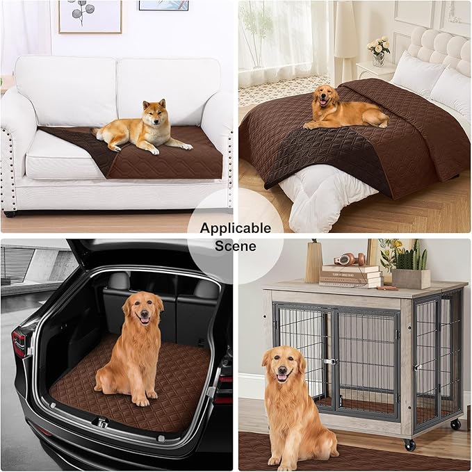 Smiry Reversible Waterproof Couch Covers for Sofa, Washable Dogs Pet Couch Covers for 3 Cushion Sofa Pet Friendly, Water Resistant Furniture Protector Slipcover, Geometric (52"x82", Brown/Chocolate)