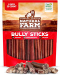 Natural Farm Odor-Free Bully Sticks (6 Inch, 20 Pack), 100% Beef Chews for Pups, Small and Medium Dogs, Non-GMO, Grain-Free, Fully Digestible, Natural Treats to Keep Your Dog Busy