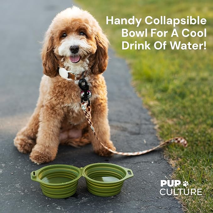 Pup Culture Dual Collapsible Dog Bowls | Silicone Travel Water Bowl for Dogs | Food Grade, No Plastic Rim, Portable Dog Bowl for Food and Water-Easy to Clean | BPA Free and Safe for Your Pup-Lavender