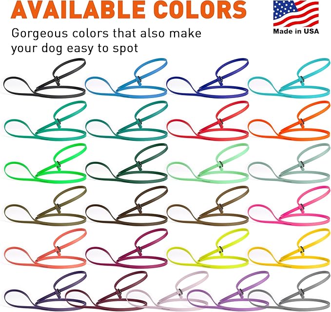 Dogline Biothane Slip Dog Leash - for Small, Medium and Large Dogs - Odor Free Slip Lead, Heavy Duty and Durable Material Kennel Lead - Safety Yellow - 7ft L x 1/2in W