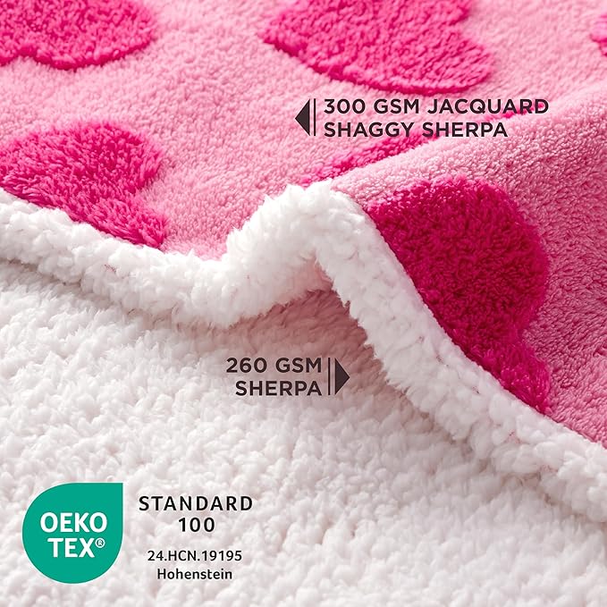 LE SURE Waterproof Puppy Blanket for Large Dogs - Washable Double Sided Dog Blankets Valentine's Day Gift with Warm Soft Sherpa Fleece, Pet Cat Blanket for Couch Protection, Lover Hearts
