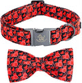 Elegant little tail Valentine's Dog Collar - Red Heart Dog Collars Bowtie Pet Collars with Sturdy Metal Buckle Puppy Adjustable Collar for Medium Dogs