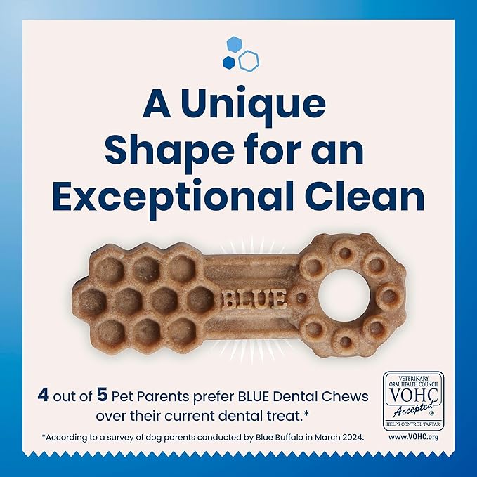Blue Buffalo Dental Chews Large Natural Dog Treats, Chicken & Spearmint 33-oz Bag (21 Count)