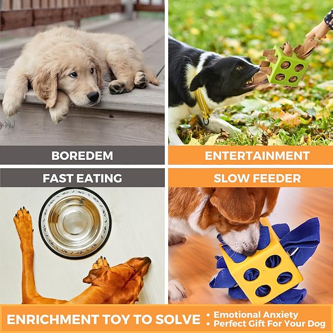 Fossa Dog Enrichment Puzzle Toy, Interactive Snuffle Ball for Dogs Encourage Stimulation Food Foraging Skill, Resistant Rope to Hide Treat for Aggressive Puppy, Small, Medium, Large Dog