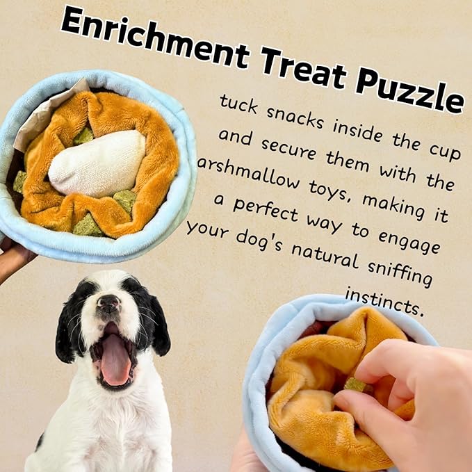 Dog Puzzle Toy, Treat Dispensing Enrichment Toys, Hide and Seek Interactive Dog Toys for Boredom and Mental Stimulation, 5 Pack Squeaky Crinkle Snuffle Mat for Puppy Small Dogs