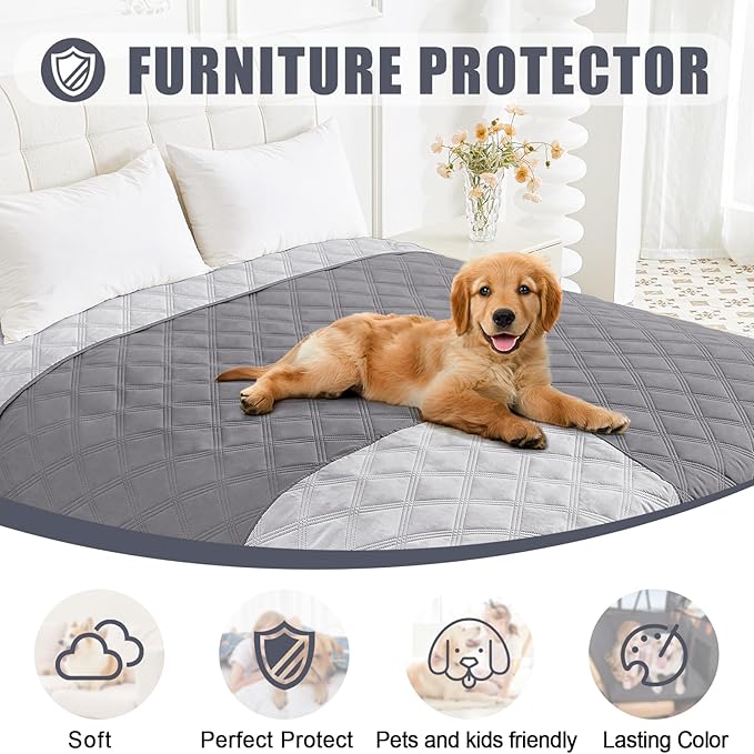 Smiry Waterproof Dog Bed Cover Blanket 40x50, Soft Reversible Pet Blanket, Washable Leakproof Cats Dogs Couch Cover for Sofa, Couch, Furniture, Grey/Light Grey