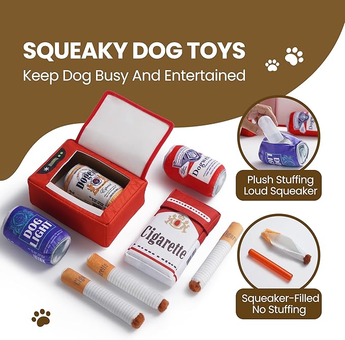 Nocciola Funny Dog Toy Set for Small Medium Large Breeds, Squeaky Crinkle Plush Stuffed Chew Toys, Holiday Birthday Pet Gifts
