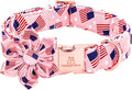 Lionheart glory American Flag Dog Collar 4 of July Dog Collars with Flower Independence Patriotic Dog Flower Collars Heavy Duty Adjustable Collar Flower for Medium Dogs Pet Gift