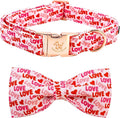 Elegant little tail Valentine's Dog Collar, Heart Dog Collar Cute Girl or Boy Puppy Collars Bowtie Pet Gift Adjustable Pet Collars for Large Dogs