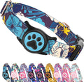 WhoseID Airtag Dog Collar,with Waterproof airtag Holder，Original Stylish Cute Pattern Design.QR Code ID Buckle，Comfortable Soft Cotton for Small Medium Large Dogs