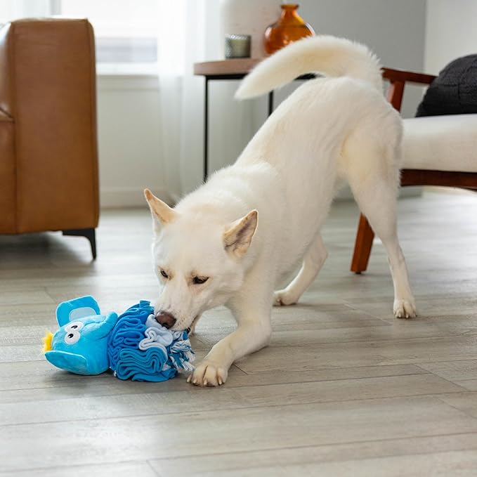 Outward Hound by Nina Ottosson Stuff N' Snuffle Plush Large Snuffle Ball Dog Puzzle, Elephant, Blue, 9.8 inches x 5.9 inches