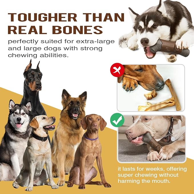 LiuMelinda Dog Chew Toys for Aggressive-Chewers - Indestructible Dog Toy for Aggressive Chewer，Tough Chew Toys for Dogs （Rubber Log-Branches）