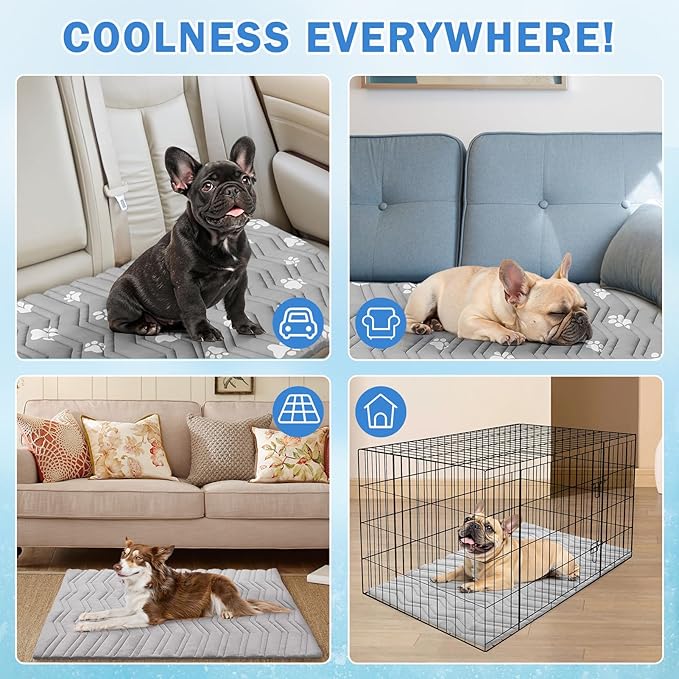 SCENEREAL Dog Cooling Mat for Crate, Thicken Self-Cooling Dog Pad Reversible (Cool & Warm), 48"x28" Pet Cool Bed for M Large XL Dogs,Kennel Sofa Mats Machine Washable, Durable Non-Toxic Gel, Outdoor