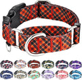 Christmas Martingale Collar for Small Dogs Plaid Dog Collars with Buckle Adjustable Soft Nylon Dog Collar (Red Plaid, Small)