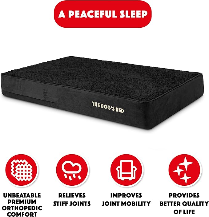 The Dog’s Bed Orthopedic Memory Foam Dog Bed Mattress, Plush Fabric, Black Plush, XL, 6-Inch