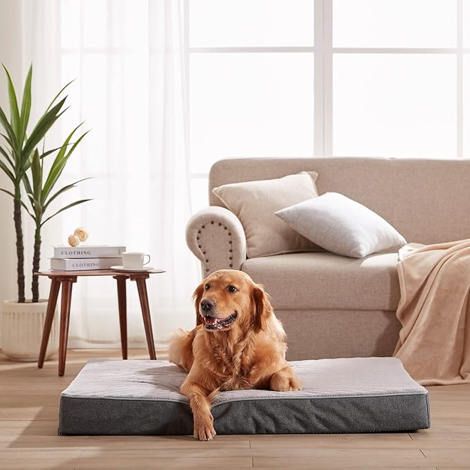 Cooling Dog Beds for Large Dogs, Orthopedic Memory Foam Dog Bed, Large Pet Beds with Washable Cover, Ideal for Arthritic Dogs Up to 65Lbs
