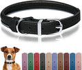 OOPSDOGGY Rolled Leather Dog Collar Reflective Roll Collars for Small Medium Large Dogs Puppy (Black, XS, 8''- 11'')