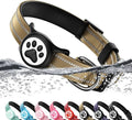 Airtag Dog Collar, Reflective Ultra-Durable Nylon Padded with QR Code Buckle & IP68 Waterproof Air Tag Holder Compatible for Apple AirTag, Comfortable for Small Medium Large Dogs(Brown,M)