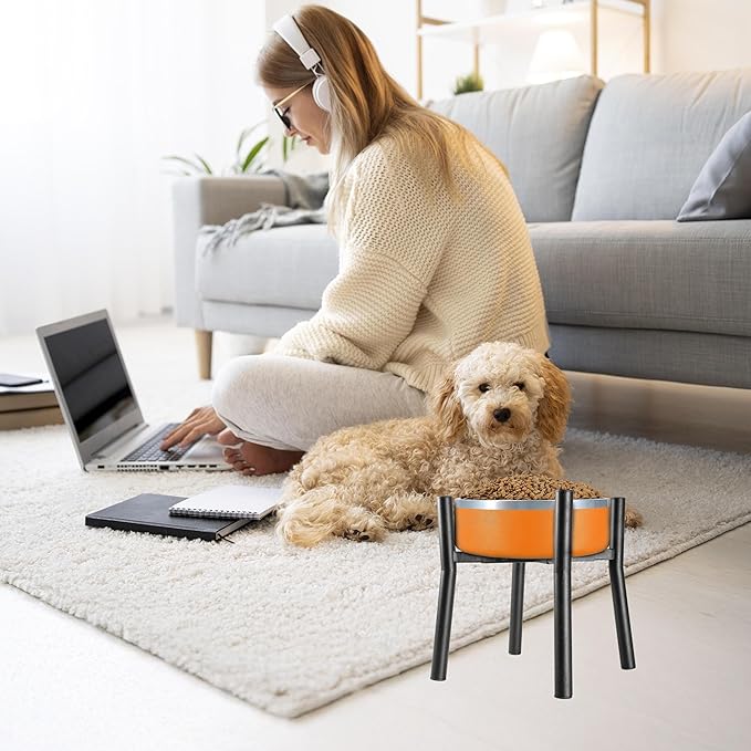 Lifted Dog Bowl Stand - Without Bowls, Single Raise Pet Food Table Adjustable Wide 7-11", Tall 10" - Bowl Stand Size Optional, Dog Bowls Holder Elevated for Small Medium Large Dogs Breed