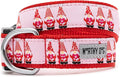 THE WORTHY DOG Collar for Large Dogs, Adjusts 18-24 inches, Durable Nylon Webbing, Quick Release Buckle, Cupid Gnome Pattern, Red, X-Large