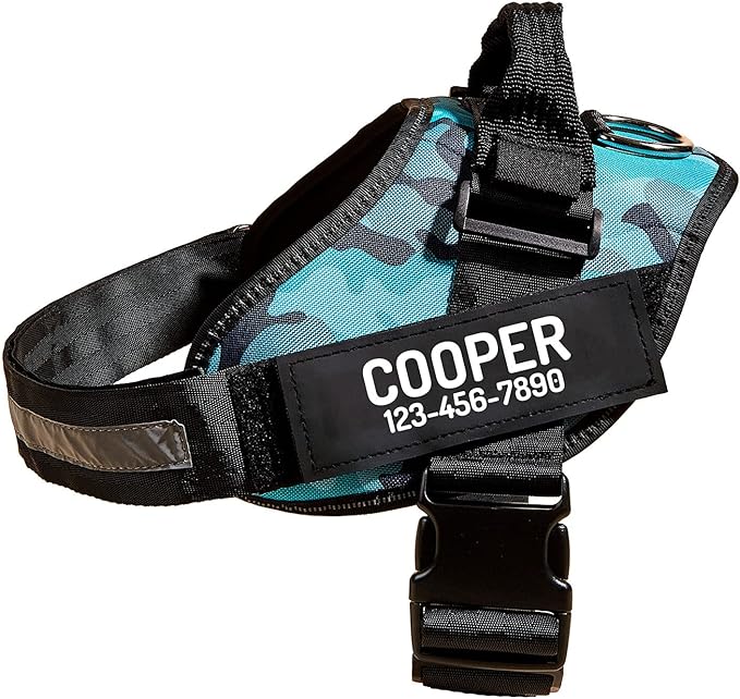 PawPawify Personalized No Pull Dog Harness with 2 Custom Name & Phone Patches, Reflective Breathable Pet Vest for Walking Training, Adjustable Heavy Duty Service Dog Vest for Small Medium Large Dogs