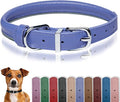 OOPSDOGGY Rolled Leather Dog Collar Reflective Roll Collars for Small Medium Large Dogs Puppy (Blue, XS, 8''- 11'')