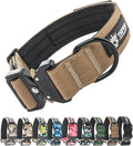 TSPRO Premium Dog Collars Tactical Dog Collar with Patch and Heavy Duty Quick-Release Metal Buckle Durable Thick and Adjustable for Medium to Large Dogs (Khaki M)
