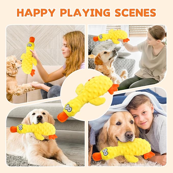 Dog Toys for Aggressive Chewers, 2026 Upgraded Duck Indestructible Dog Toys, Squeaky Plush Dog Puppy Chew Toys for Boredom Relief, Cute Yellow Duckling Plush for Playtime (Yellow)