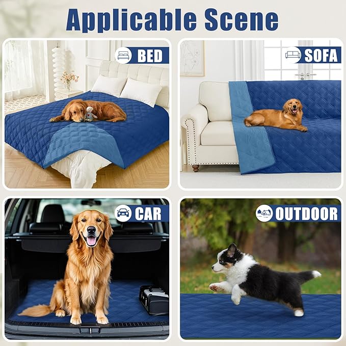Smiry Waterproof Dog Bed Cover Blanket 40x70, Soft Reversible Pet Blanket, Washable Leakproof Cats Dogs Couch Cover for Sofa, Couch, Furniture, Navy/Blue