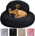 PetJett Calming Dog Bed for Small Dogs – 23" Donut Dog Beds, Anti-Slip & Washable Fluffy Plush Faux Fur Pet Bed, Anti-Anxiety Premium Comfort Round Puppy Bed, Fits Dogs up to 25 lbs – Black