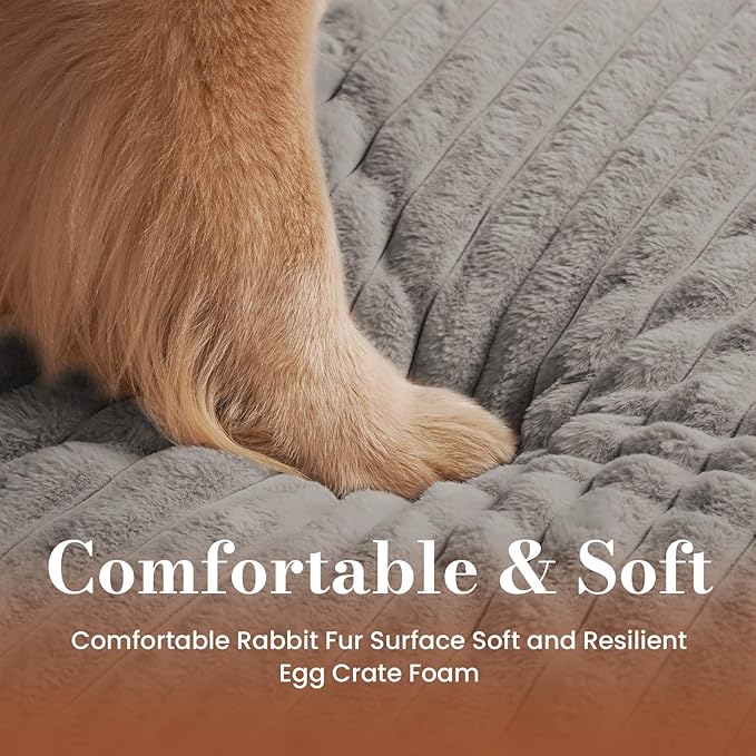 Extra Large Dog Bed for Crate, Orthopedic Dog Bed with Waterproof Lining, Soft Short Plush Surface & Egg Crate Foam, Machine Washable Pet Bed with Removable Cover & Anti Slip Bottom