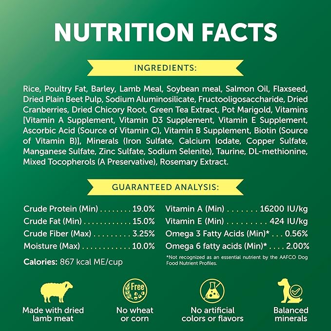 Nature's Protection Dry Dog Food for Small Breed - High Protein Tear Stain Diet for White & Light Fur Adult Dogs - Small Bites Kibble (Superior Care - Lamb and Rice, 22 lb)