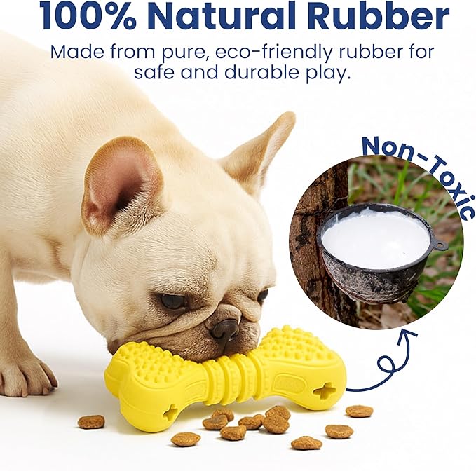 PAWSPIK Treat Dispensing Dog Chew Toy, Interactive Bone Puzzle for Mental Stimulation & Dental Health, Natural Rubber Chew Toy for Small to Medium Dogs