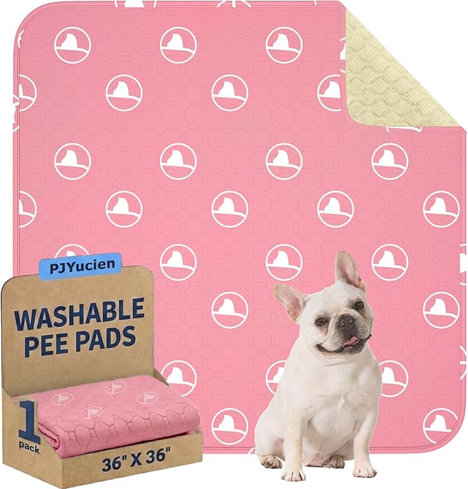 PJYuCien Washable Dog Playpen Mat, 36”x 36” Pink, Leak-Proof Reusable Puppy Pee Pads, Non-Slip Pee Mat for Whelping Pads, Crate, Potty Training, Puppy Playpen (Note: Mat Only, Playpen Not Included)