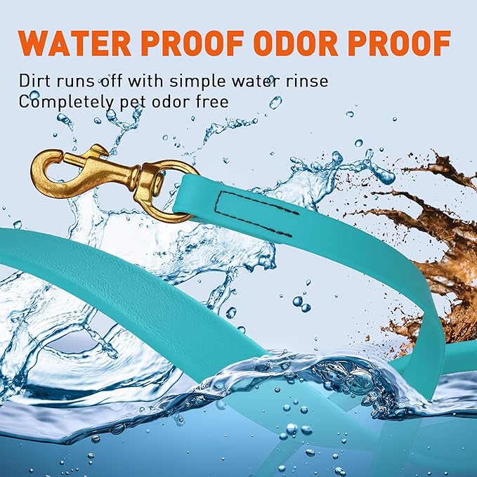 Viper K9 Biothane Working Dog Leash Waterproof Lead for Tracking Training Schutzhund Dog Sport & Search - Odor-Proof Long Line with Solid Brass Snap for Puppy Medium Large 5/8" x 10ft Sky Blue